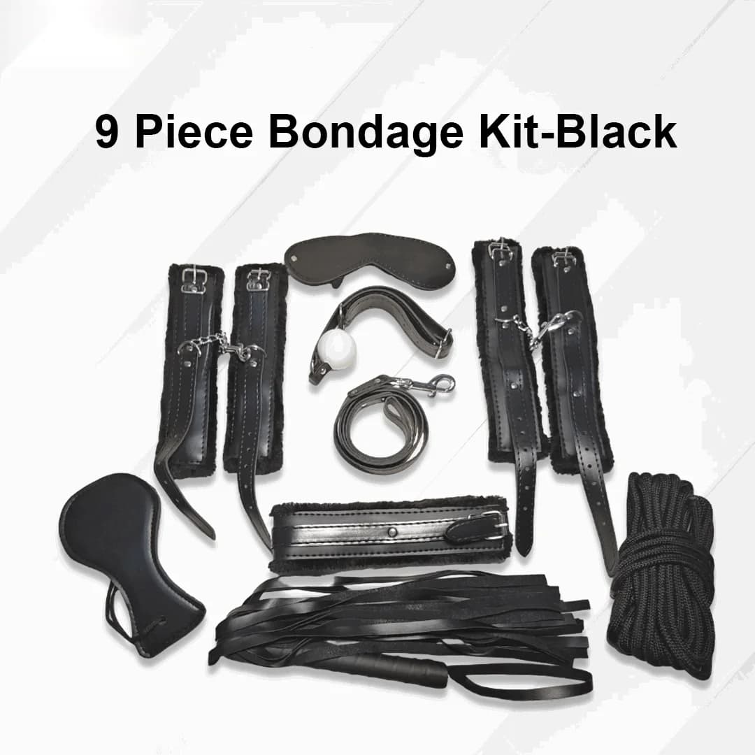 FeelTheWellness  9 Piece Bondage Kit-Black