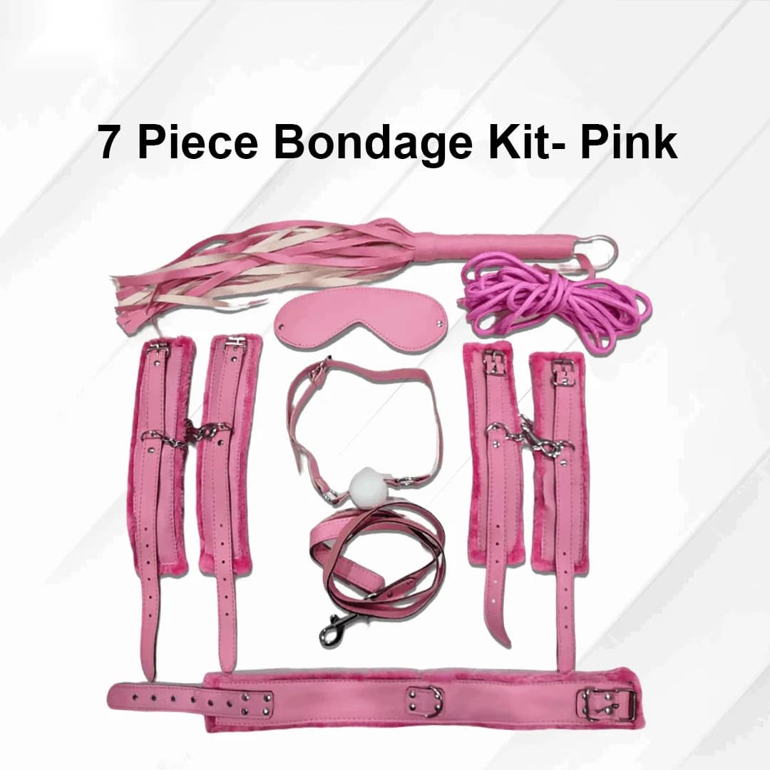 FeelTheWellness 7 piece Bondage Kit-Multicolor Red