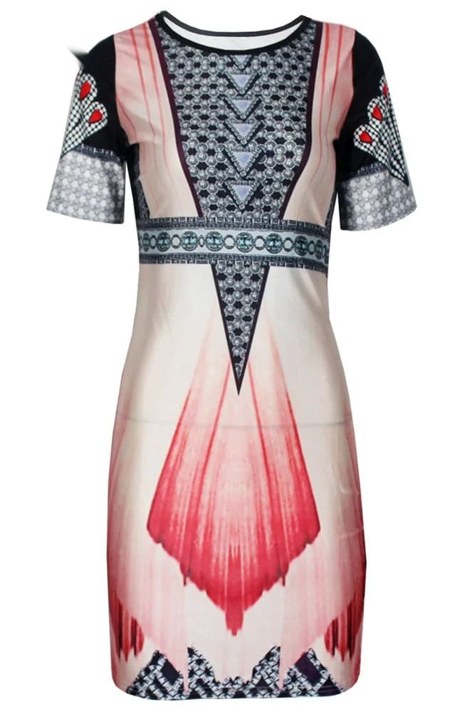 FeelTheWellness Peach Ballerina Diamond Print Dress