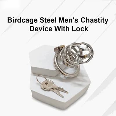 FeelTheWellness Birdcage Steel Men's Chastity Device With Lock